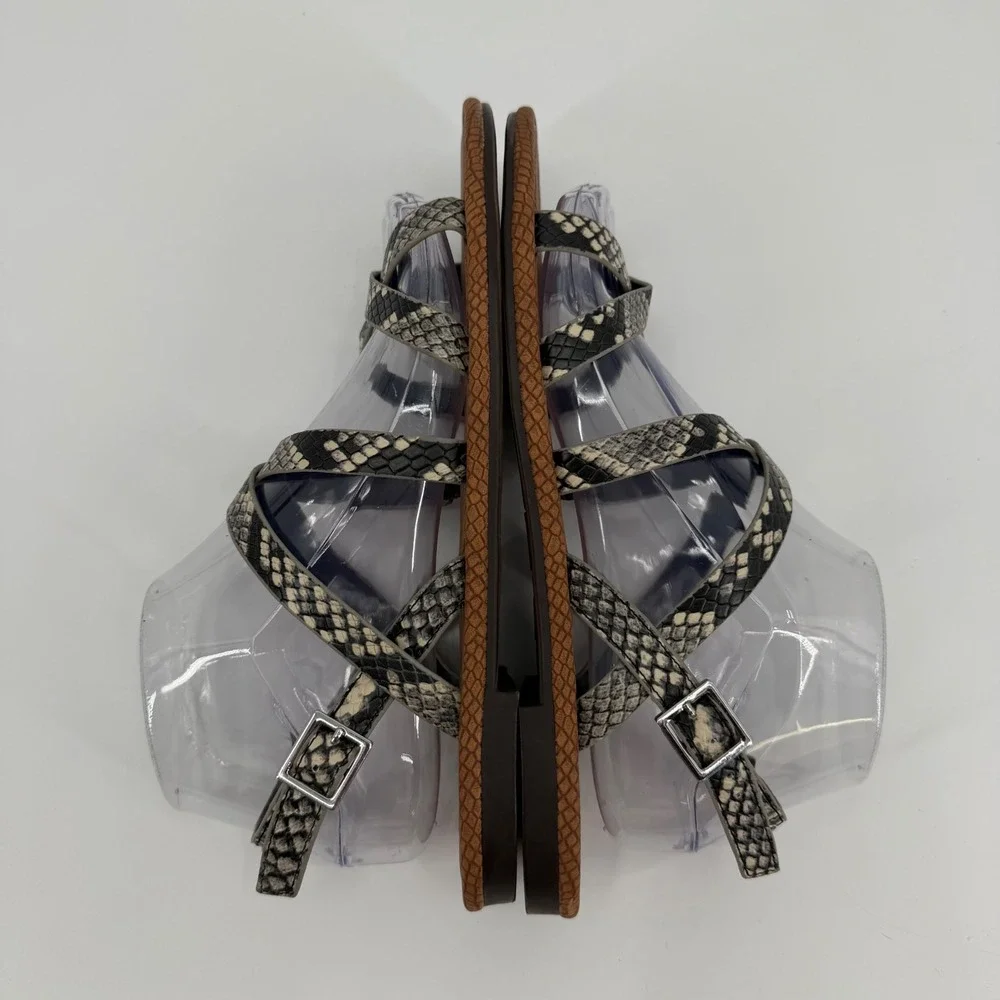 Circus by Sam Edelman Womens 8.5 Snakeskin Print Strappy Slingback Flat Sandals